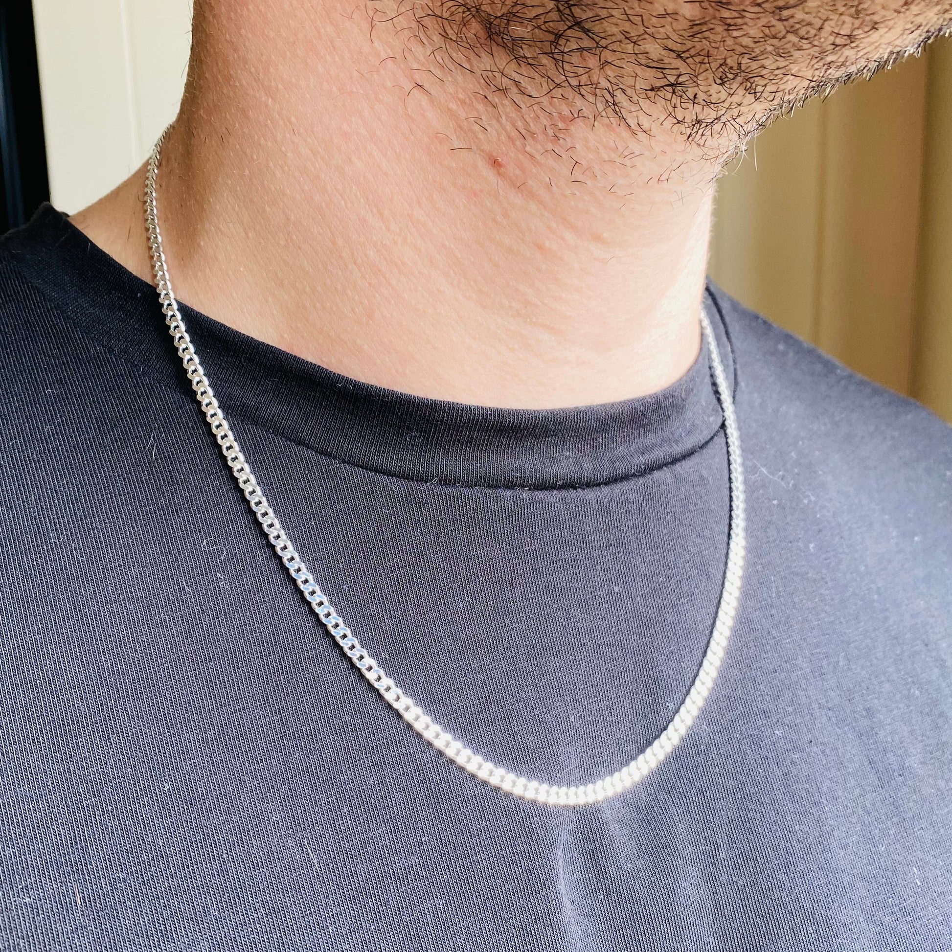Silver Diamond Cut Curb Chain - John Ross Jewellers