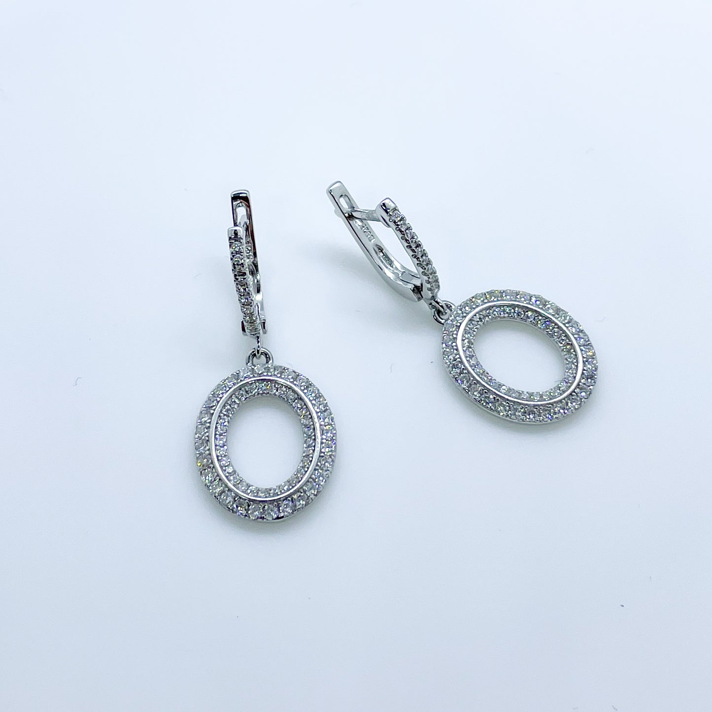 Silver Open Oval CZ Drop Earrings - John Ross Jewellers