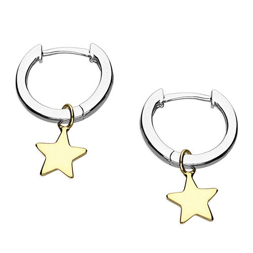 Sunshine Star Charm Huggie Earrings Silver/Gold - John Ross Jewellers