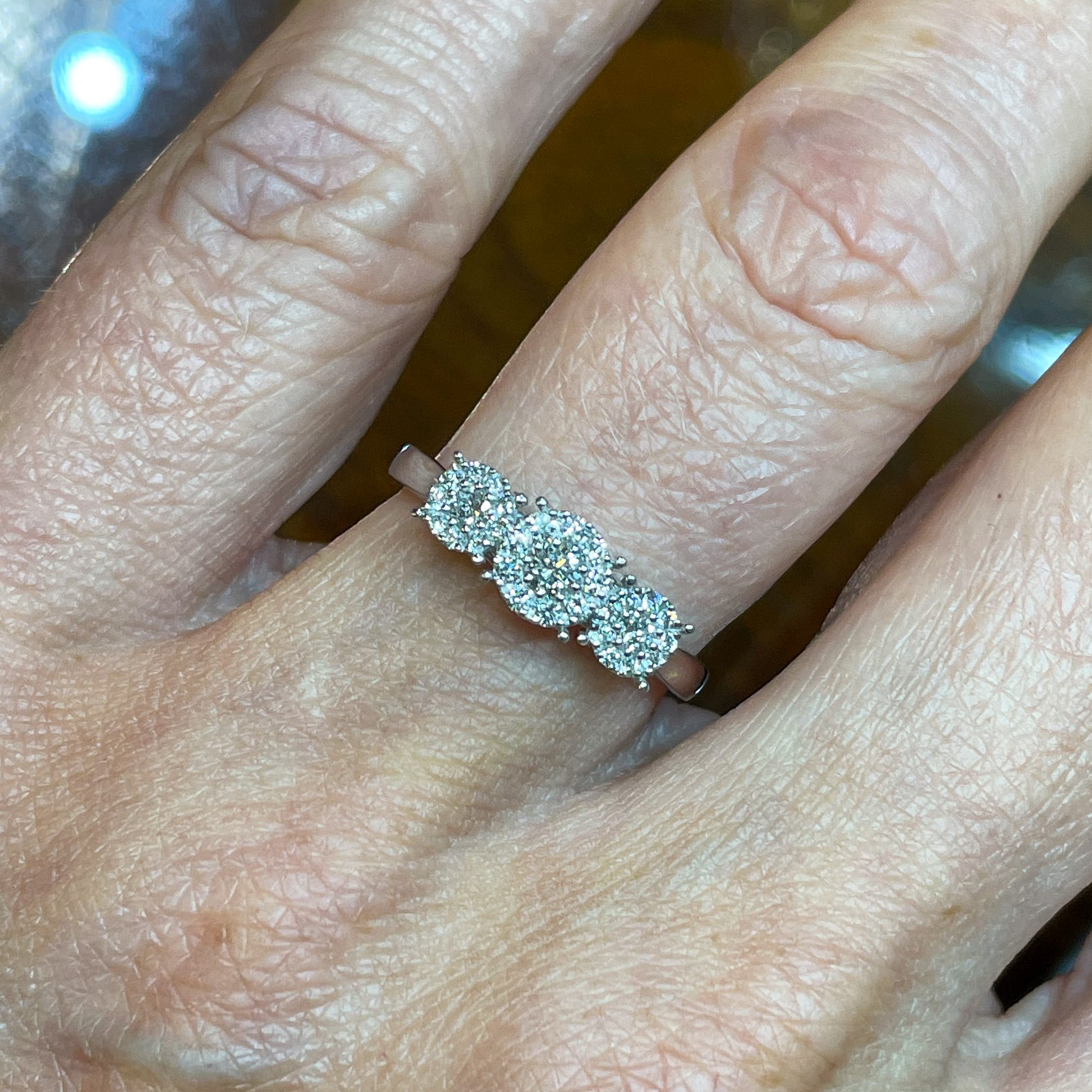 9ct White Gold Trilogy Cluster Engagement Ring John