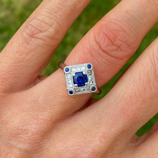 Platinum Sapphire & Diamond Ring - John Ross Jewellers