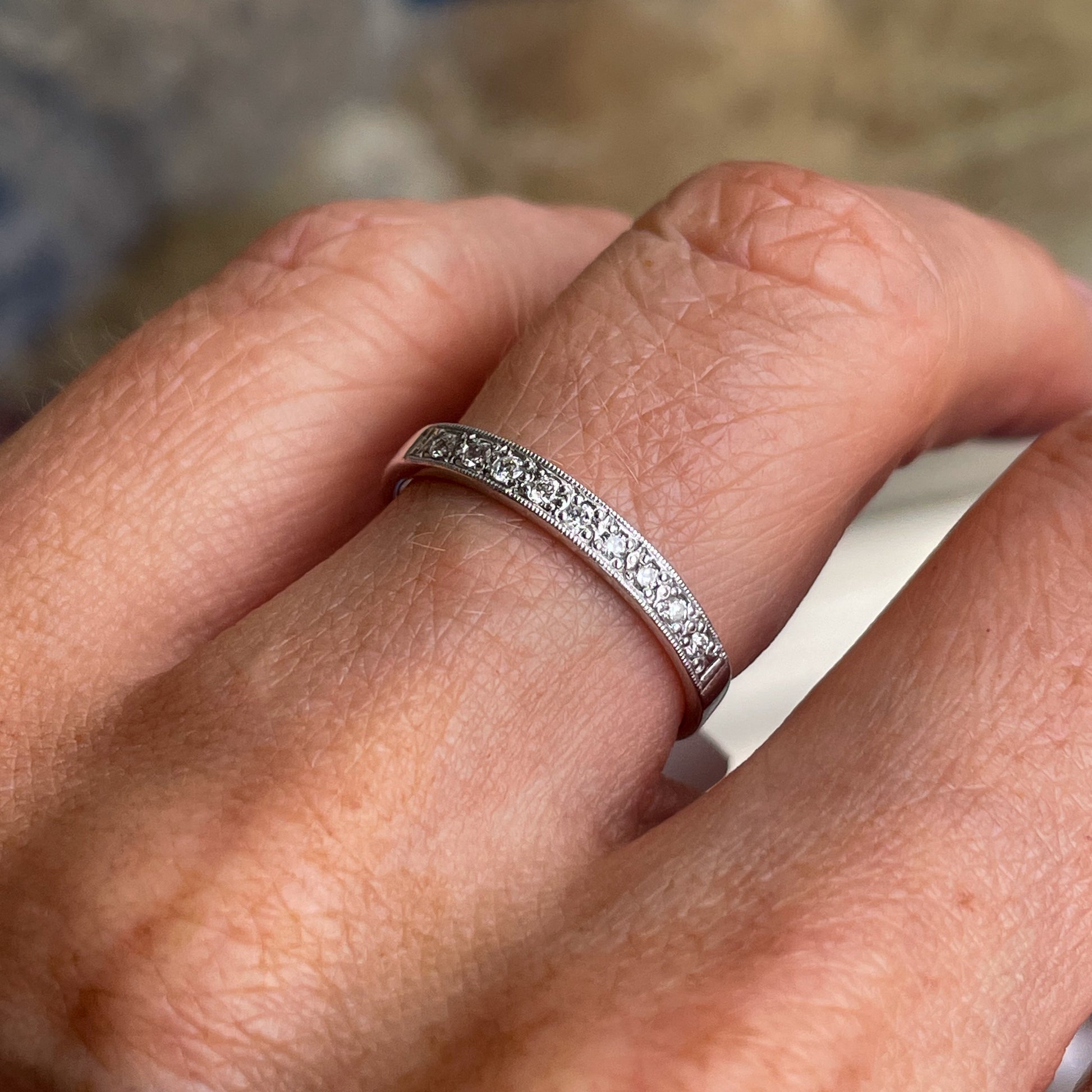 9ct White Gold Nine Stone Diamond Eternity Ring 0.13ct - John Ross Jewellers