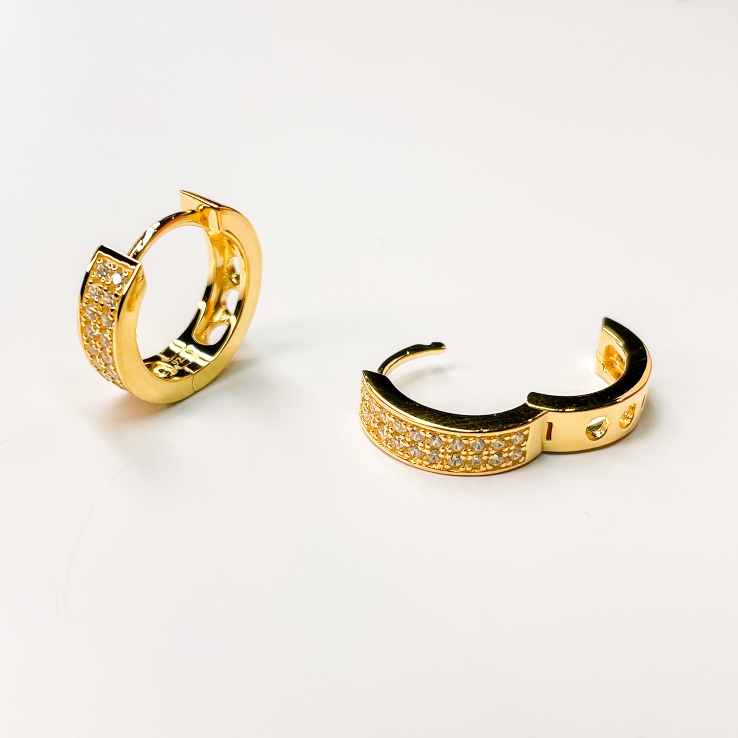 Sunshine Double Row CZ Huggie Hoop Earrings | 13mm - John Ross Jewellers
