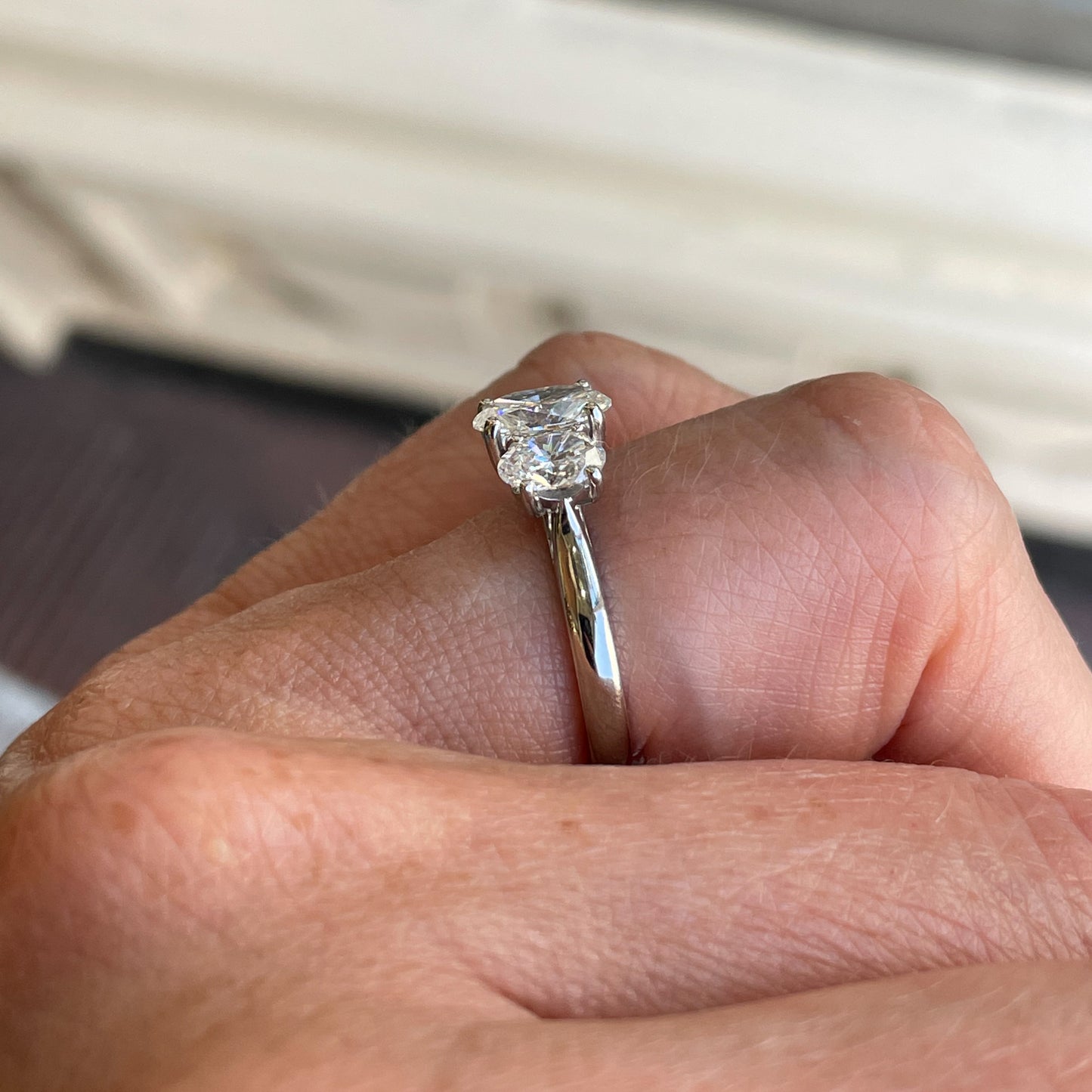 Platinum Trilogy Oval Diamond Ring | 2ct Certificated - John Ross Jewellers