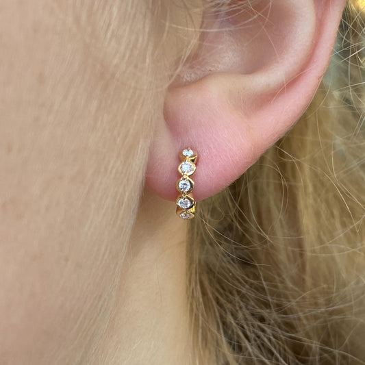 18ct Gold Diamond Huggie Hoop Earrings | 0.22ct - John Ross Jewellers