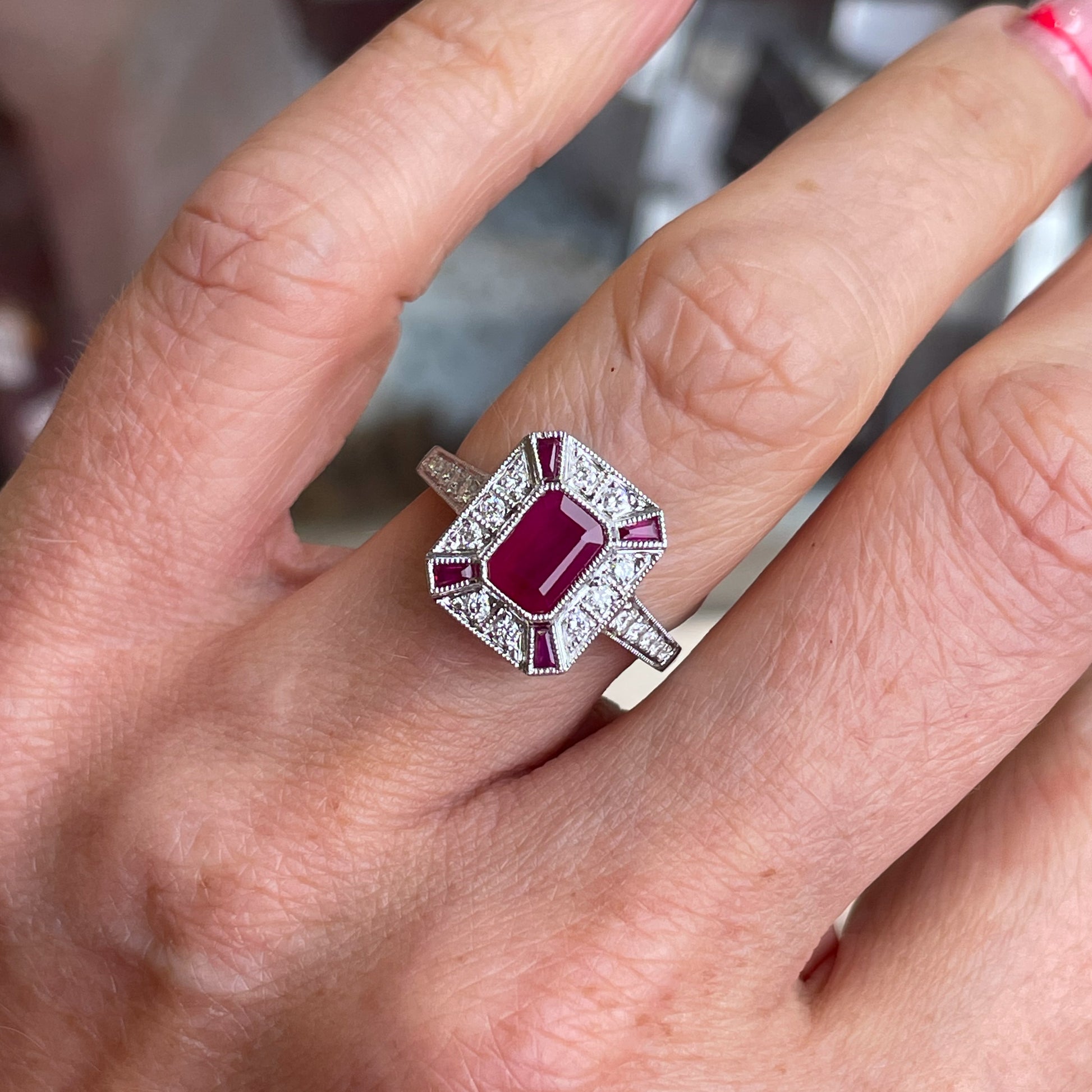 18ct White Gold Ruby & Diamond Ring - John Ross Jewellers