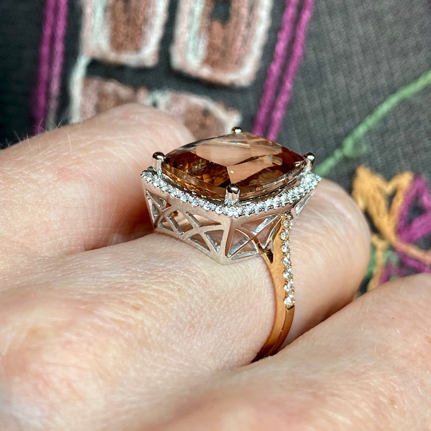 18ct Rose Gold Morganite & Diamond Ring 9.54ct - John Ross Jewellers