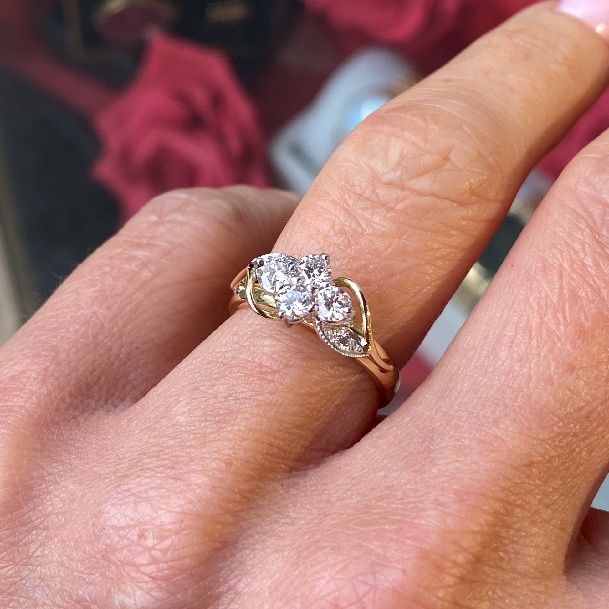 18ct Gold Diamond Boat Cluster Engagement Ring | 0.62ct - John Ross Jewellers