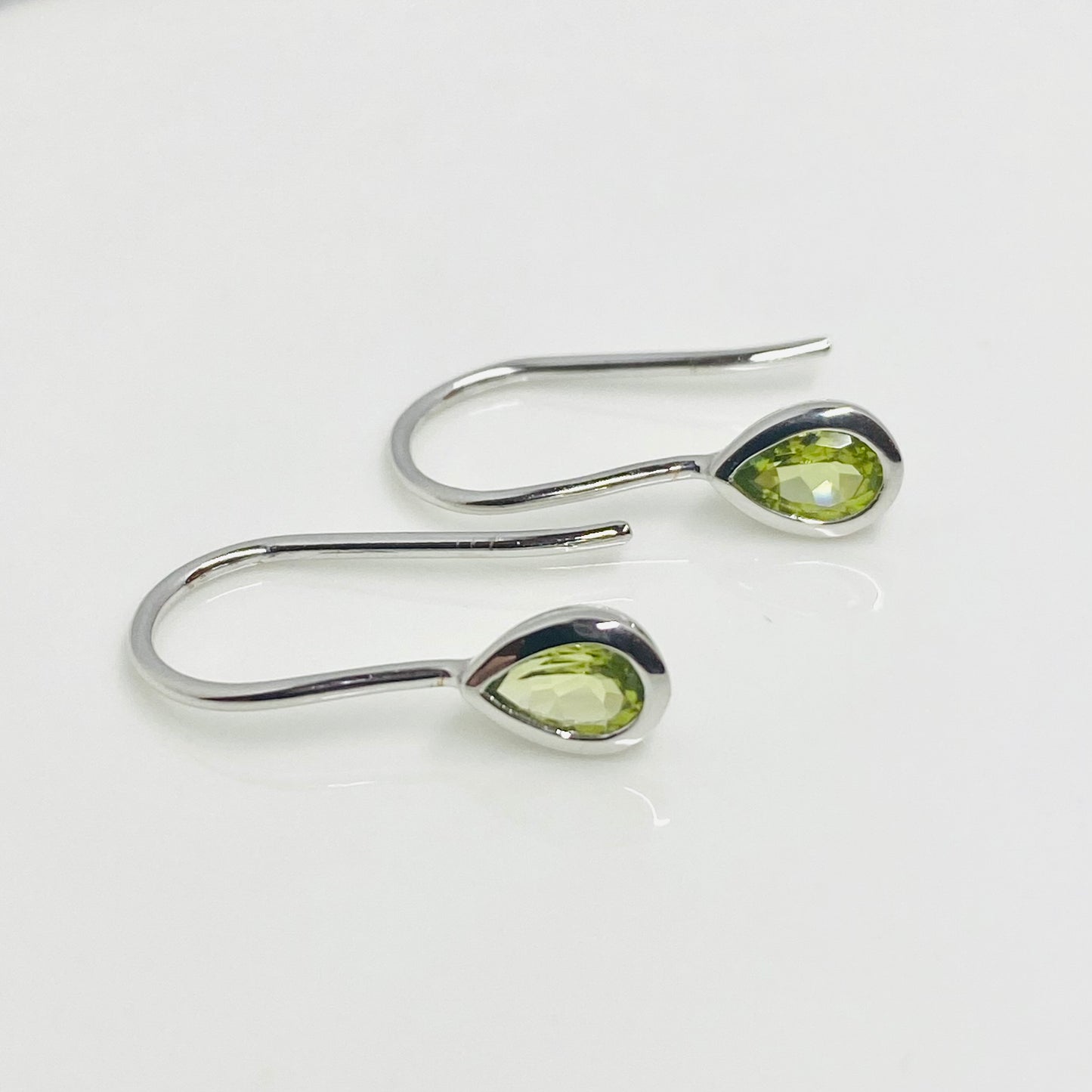 Silver Peridot Pear Drop Earrings - John Ross Jewellers