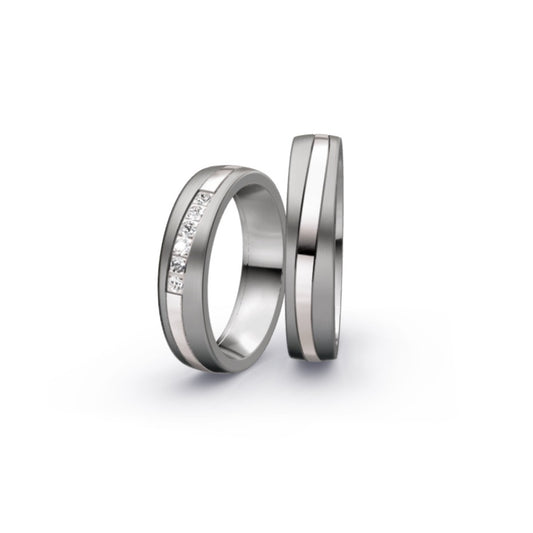 Titanium & 14ct White Gold Wedding Ring | 5mm - John Ross Jewellers