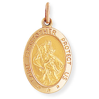 9ct Gold Oval St. Christopher Medallion Necklace - Large - John Ross Jewellers