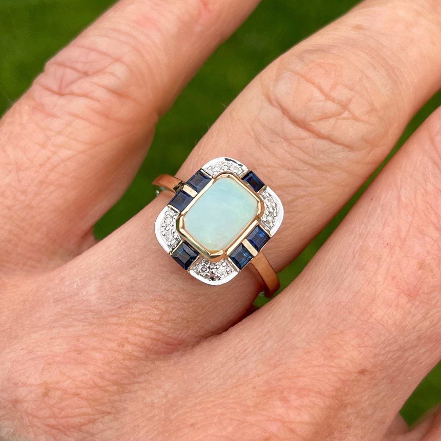 9ct Gold Gem Opal, Sapphire & Diamond Ring - John Ross Jewellers
