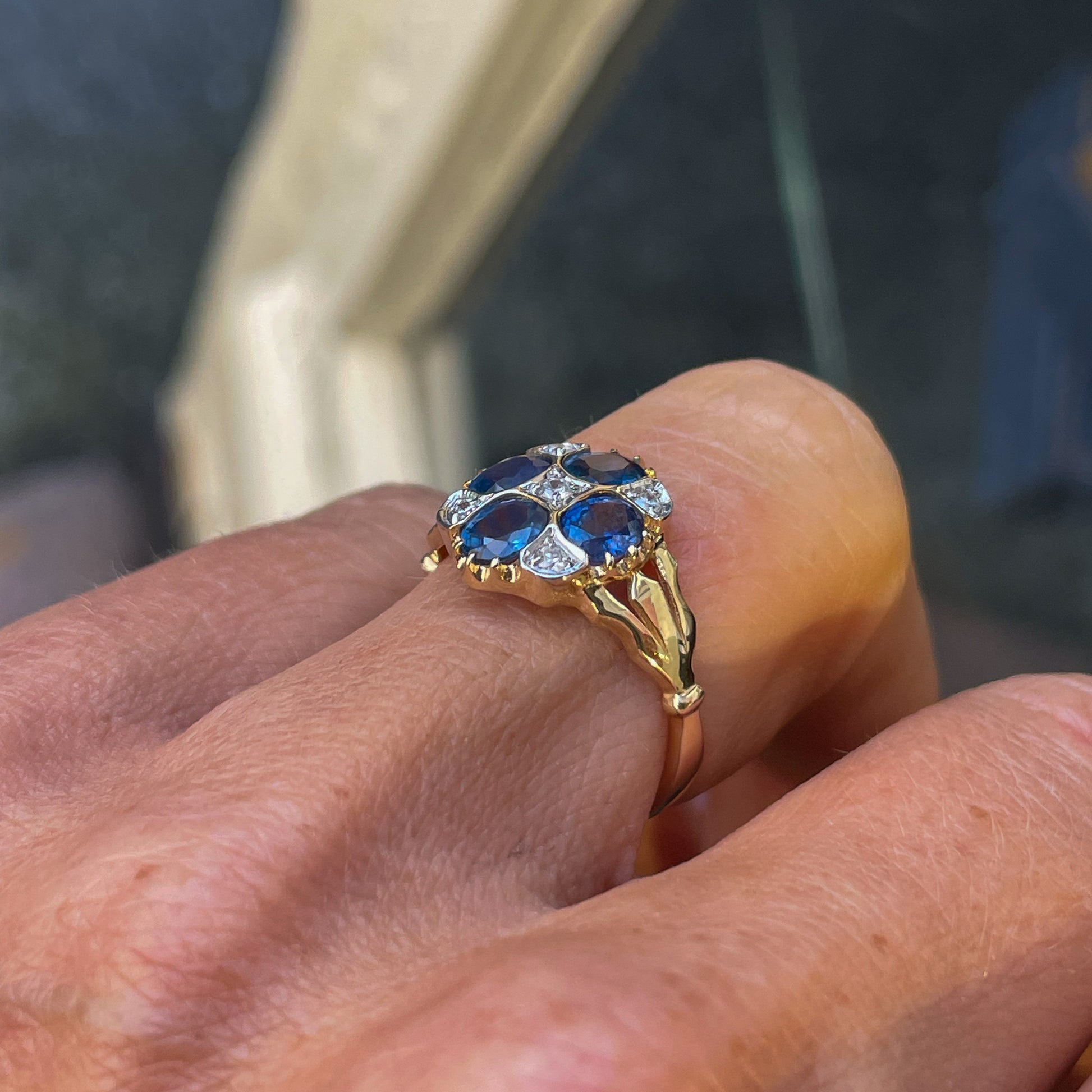 9ct Gold Sapphire & Diamond Quattro Ring - John Ross Jewellers