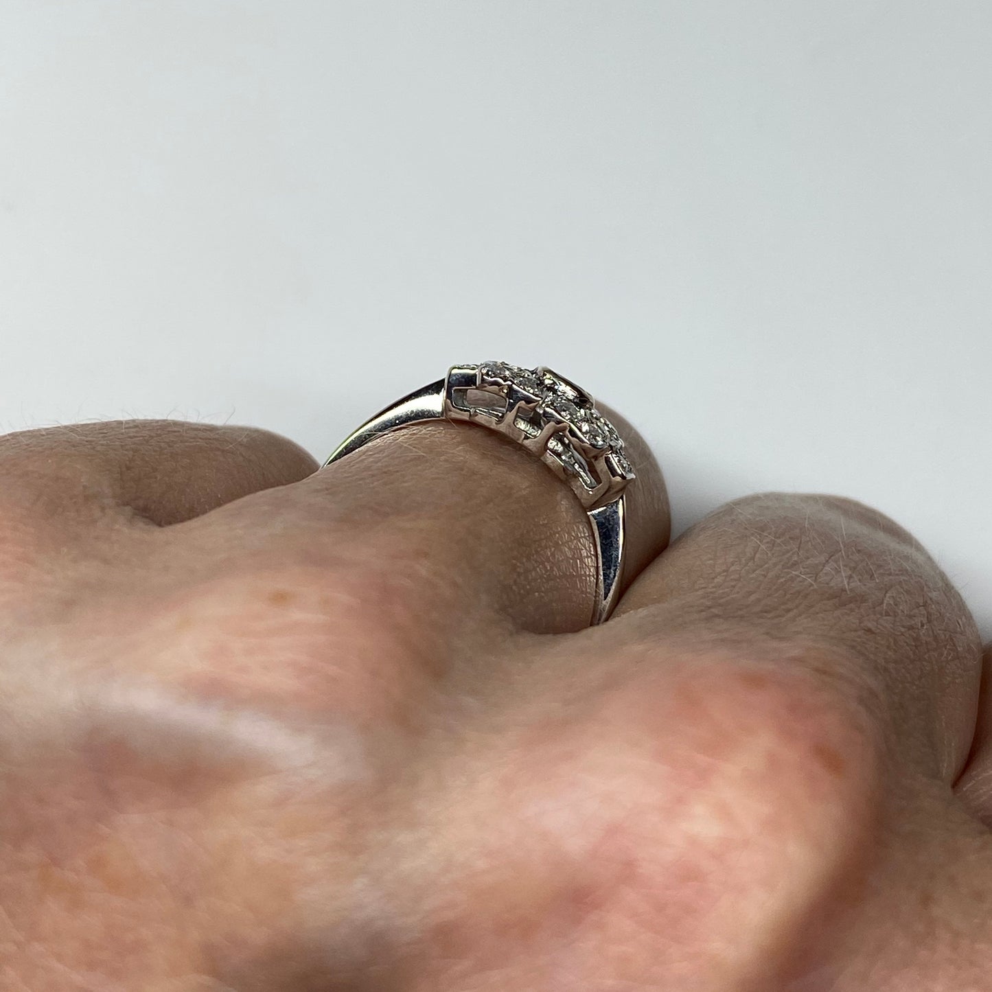 9ct White Gold Kashmiri Sapphire & Diamond Deco Ring - John Ross Jewellers