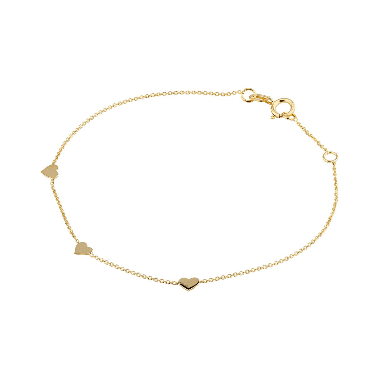 9ct Gold Three Hearts Bracelet - John Ross Jewellers