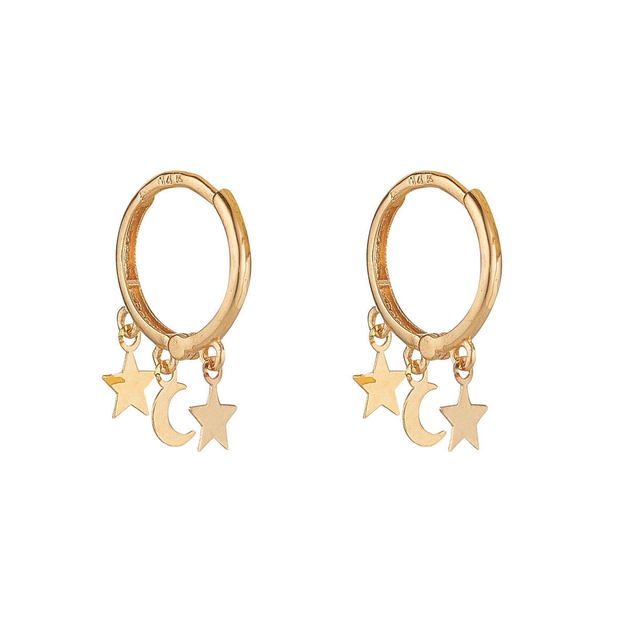 9ct Gold Celestial Charms Huggie Hoop Earrings - John Ross Jewellers
