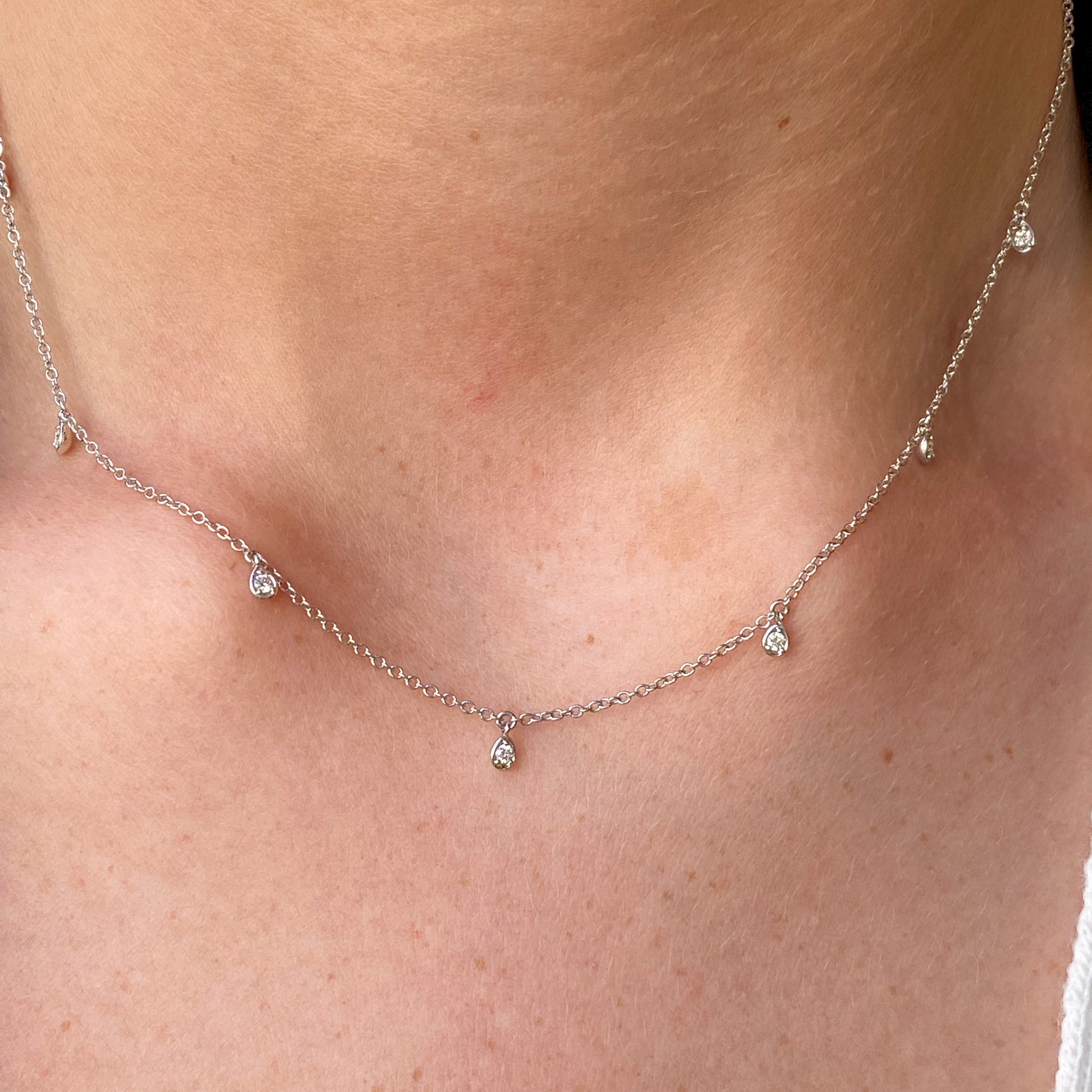 18ct White Gold Diamond Fringe Necklace | 0.17ct - John Ross Jewellers