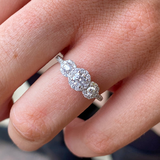 Platinum 0.73ct Diamond Trilogy Garland Ring | Diamond Shoulders - John Ross Jewellers