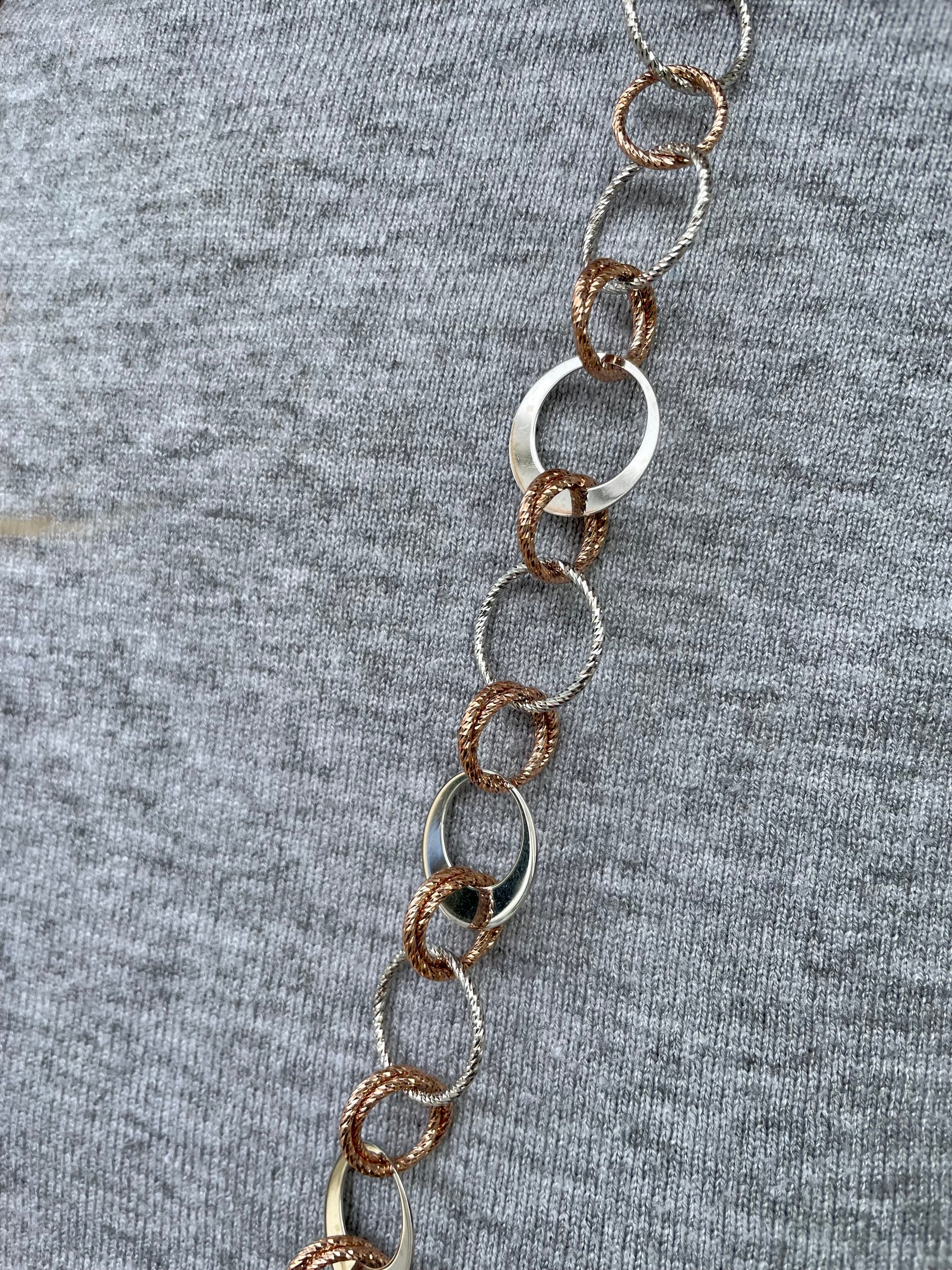 Silver & Rose Interlocking Circle Necklace - John Ross Jewellers