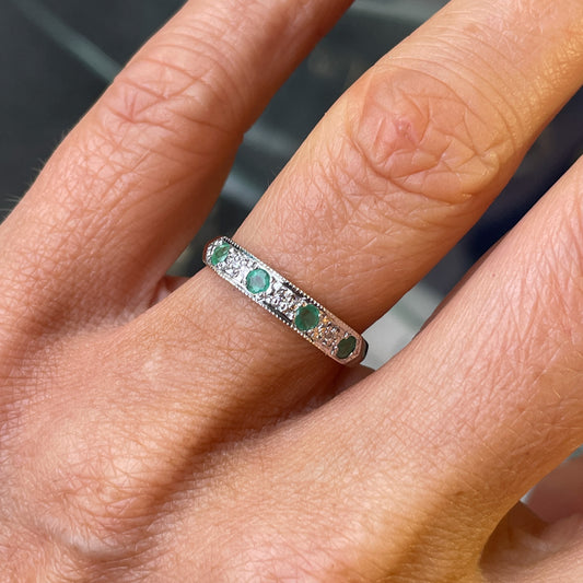 9ct Gold Emerald & Diamond Eternity Ring - John Ross Jewellers