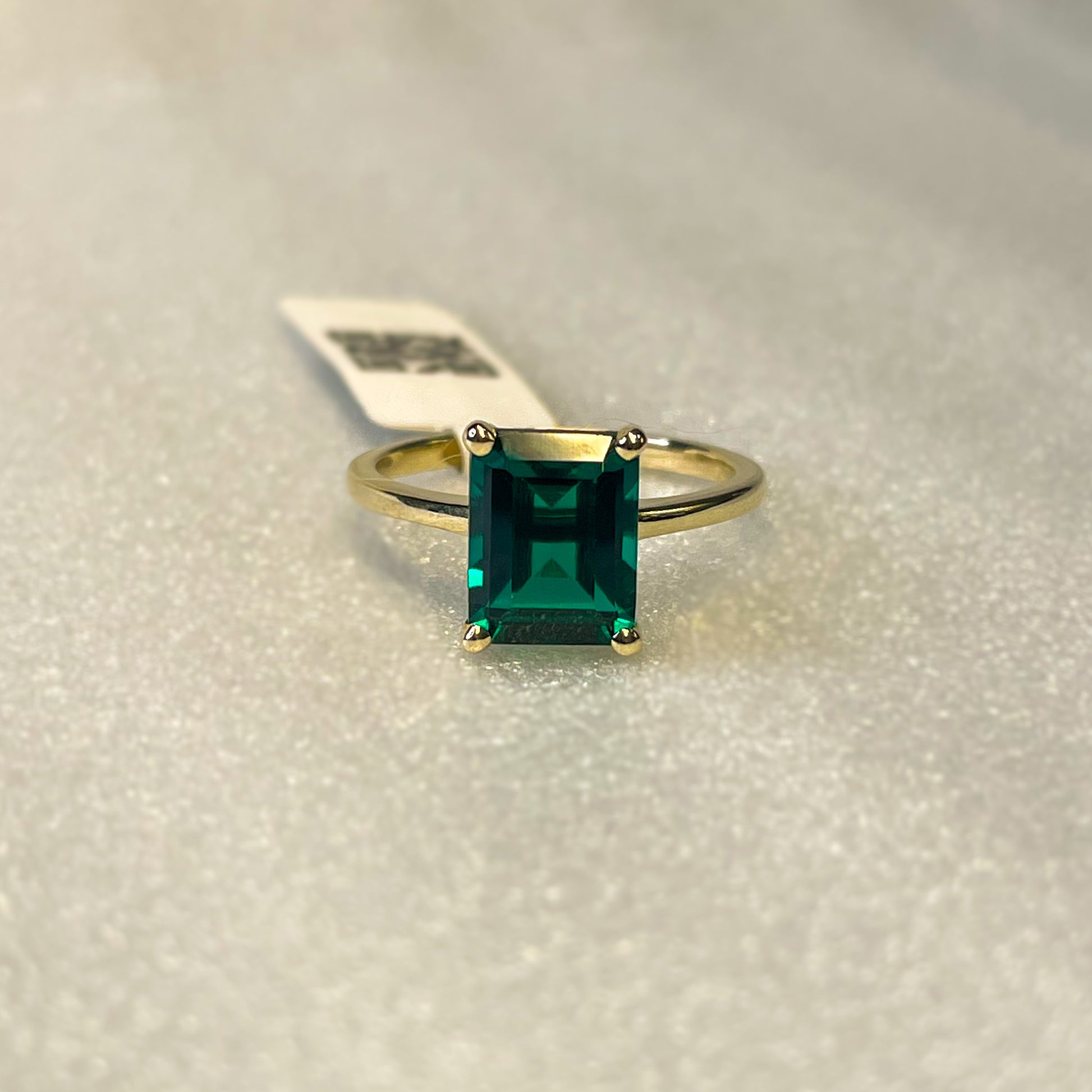 9ct Gold Created Emerald Solitaire Ring - John Ross Jewellers