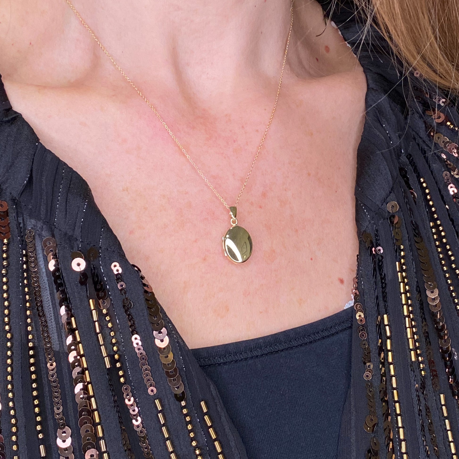 9ct Gold Oval Handmade Locket Necklace | Small | John Ross Jewellers