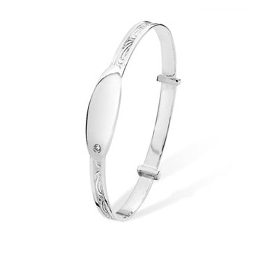 Silver Child’s CZ Identity Bangle - John Ross Jewellers