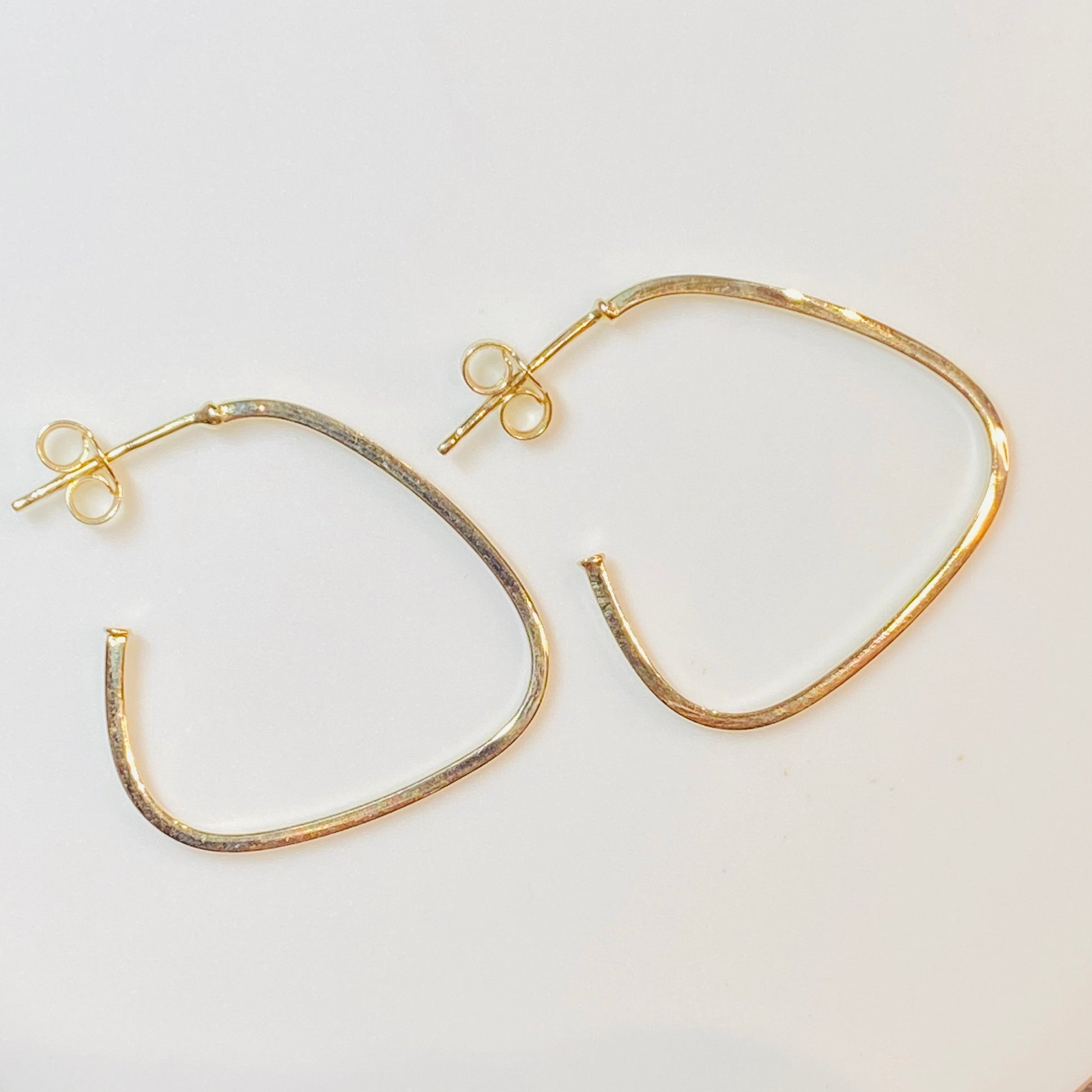 9ct Gold Extra Skinny Shaped Hoop Earrings - John Ross Jewellers