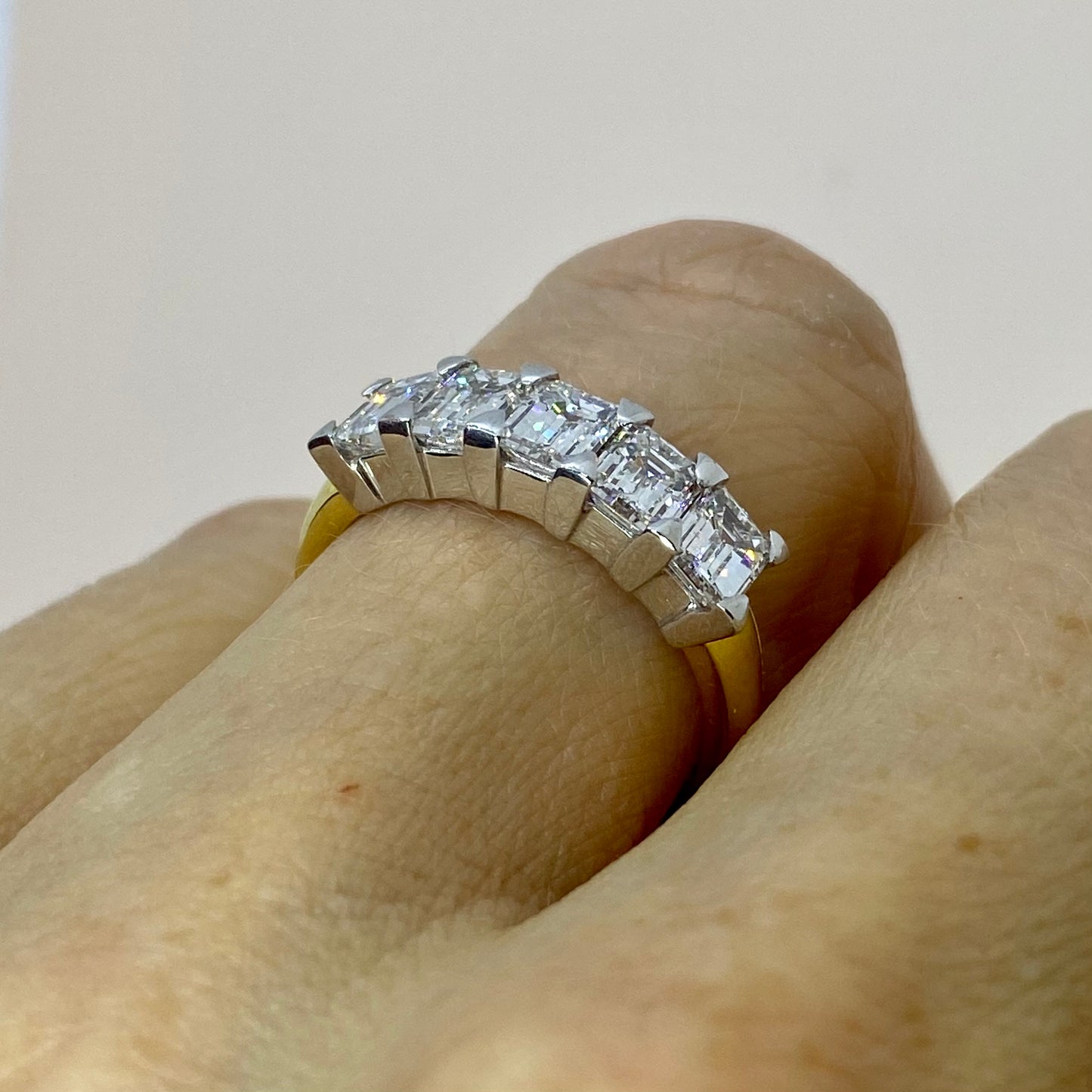 18ct Gold 2.20ct Five Stone Emerald Cut Diamond Eternity Ring - John Ross Jewellers