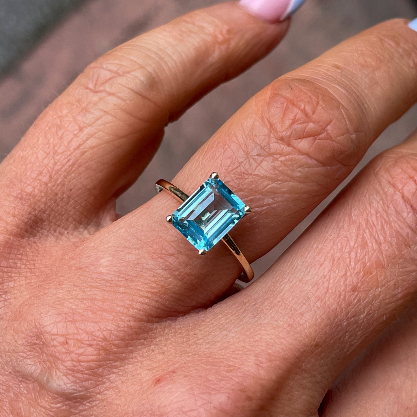 9ct Gold Blue Topaz Solitaire Ring - John Ross Jewellers