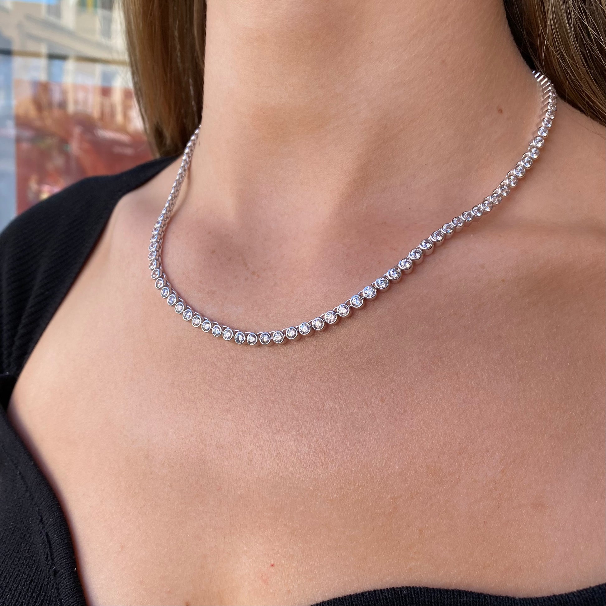 3mm cz tennis necklace deals