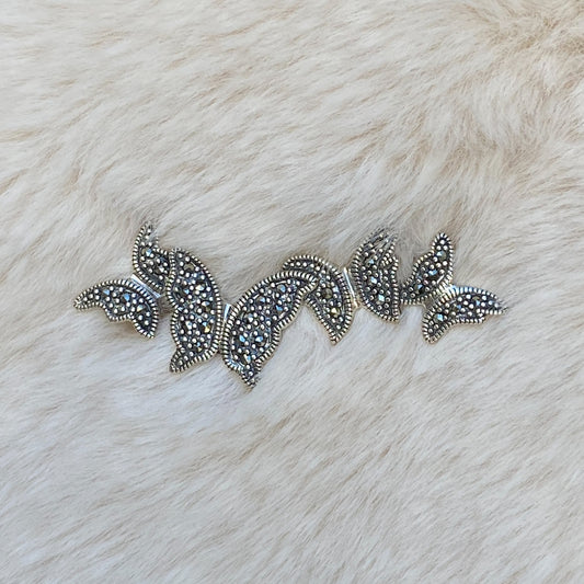 Silver Marcasite Four Flying Butterflies Brooch - John Ross Jewellers