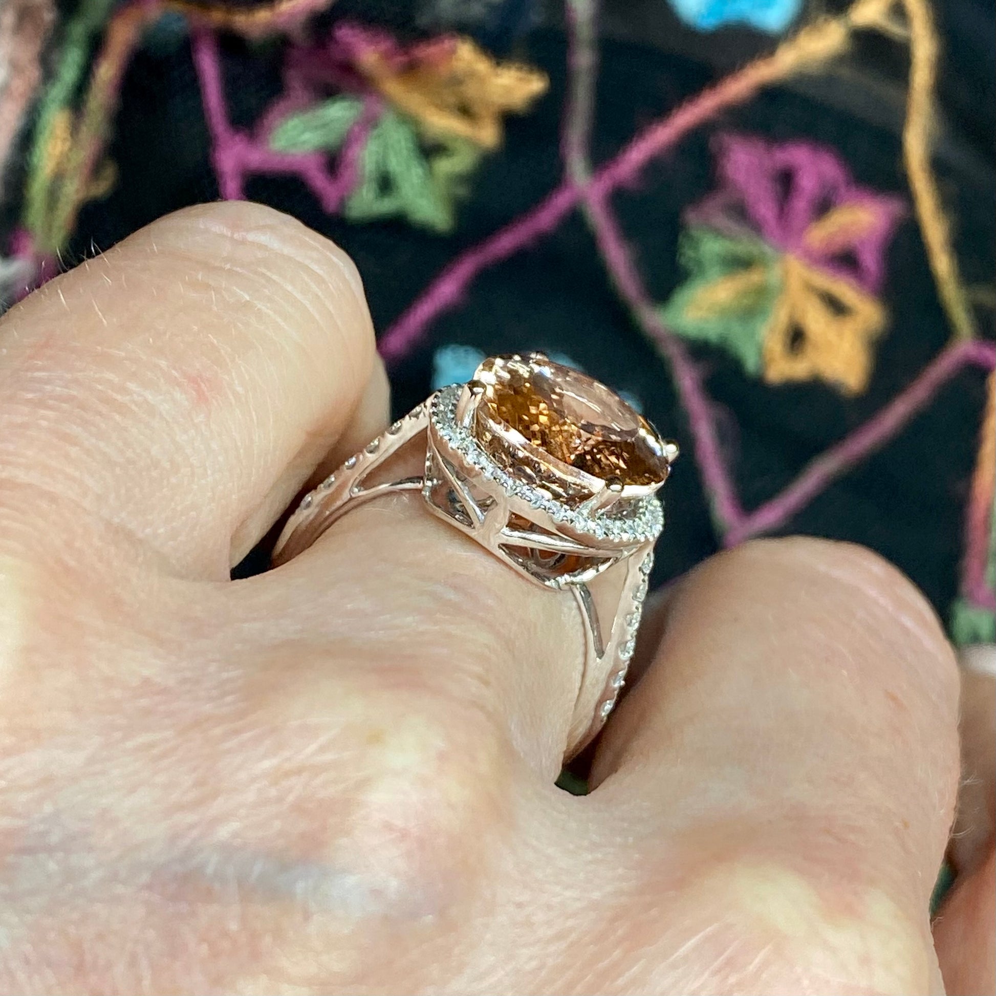 18ct White Gold Morganite & Diamond Ring 8.86ct - John Ross Jewellers