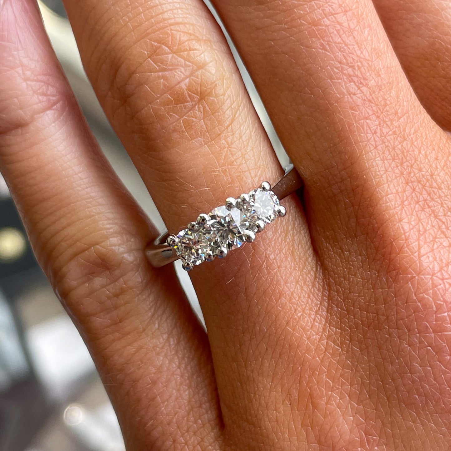 Platinum 0.78ct Trilogy Diamond Engagement Ring | Certified - John Ross Jewellers