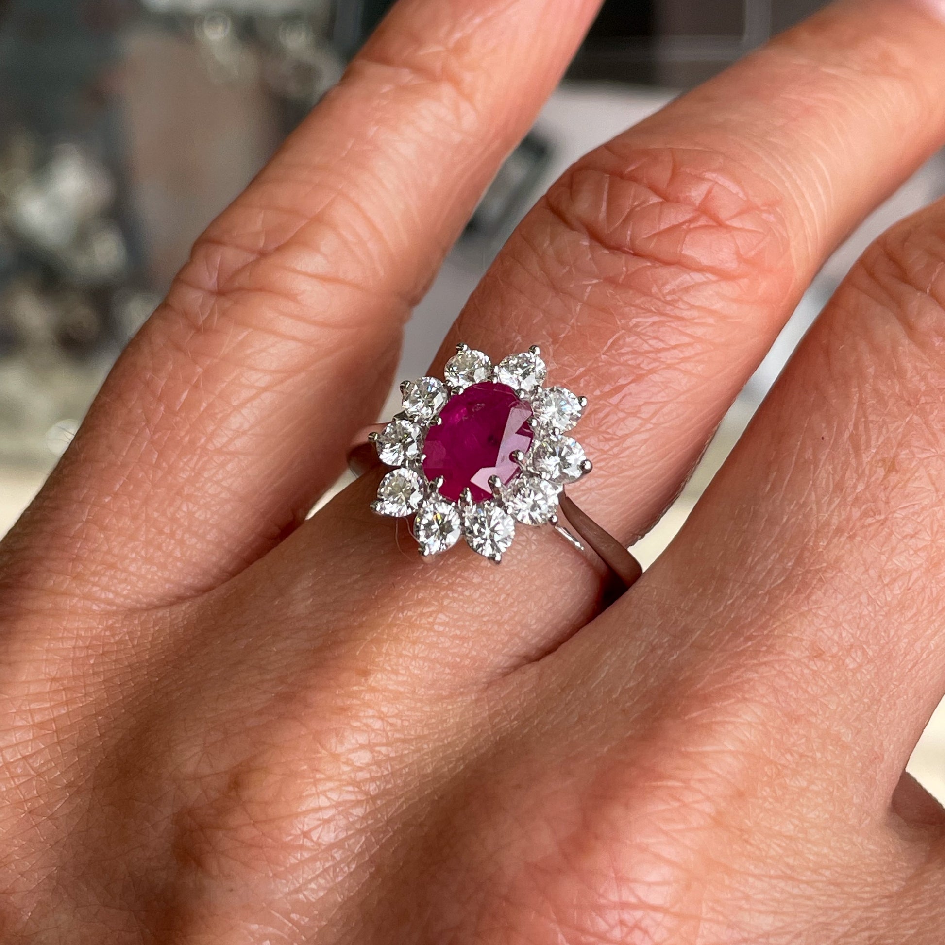 18ct White Gold Ruby & Diamond Ring - John Ross Jewellers