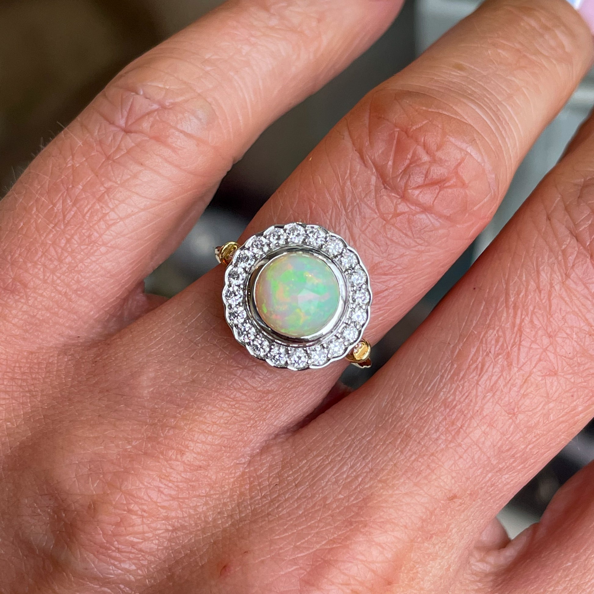 18ct Gold Gem Opal & Diamond Ring - John Ross Jewellers
