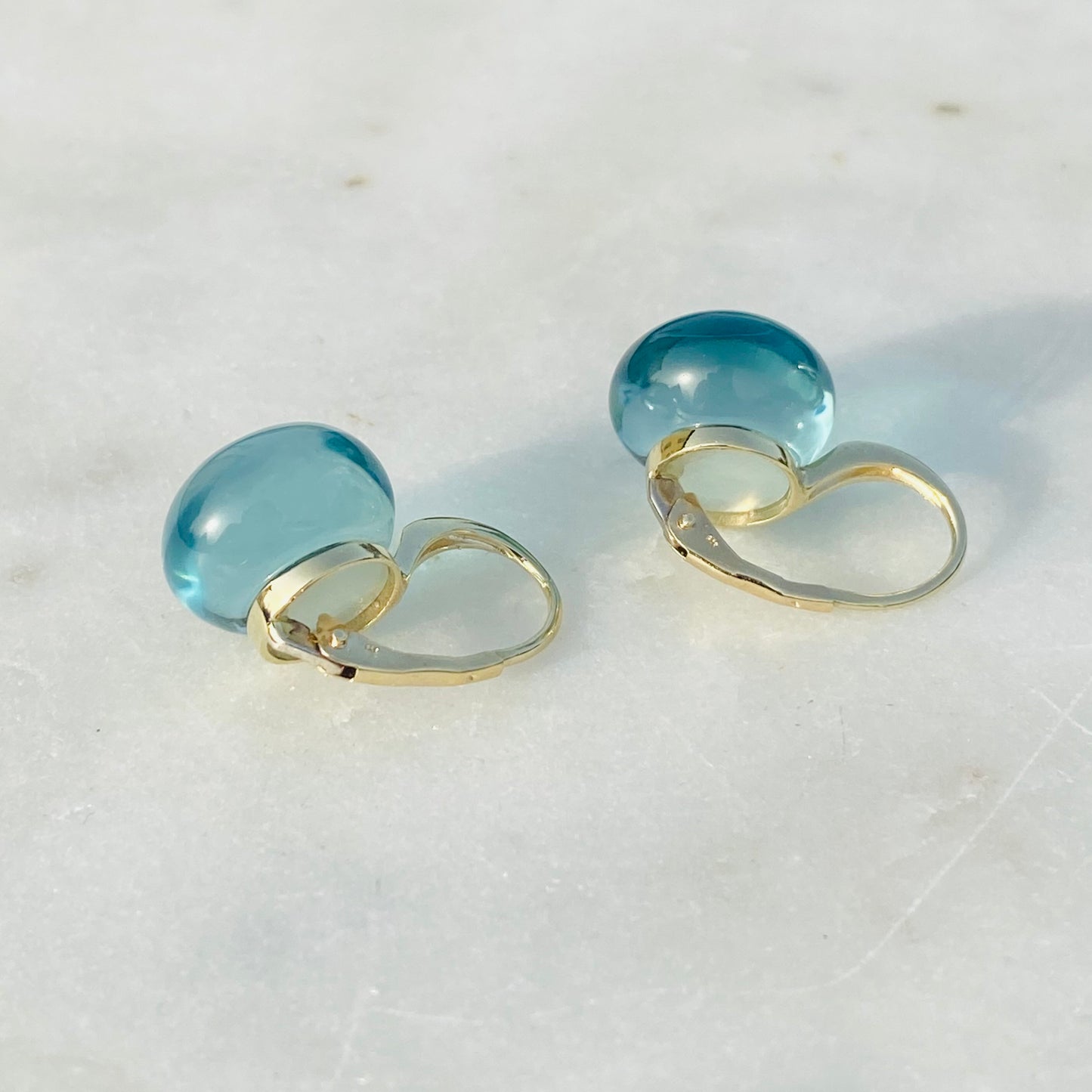 9ct Gold Sky Blue Topaz Round Bubble Earrings - John Ross Jewellers