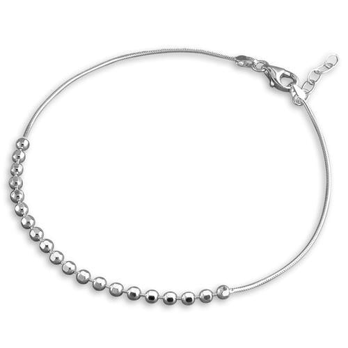 Silver Anklet - Diamond Cut Beads - John Ross Jewellers