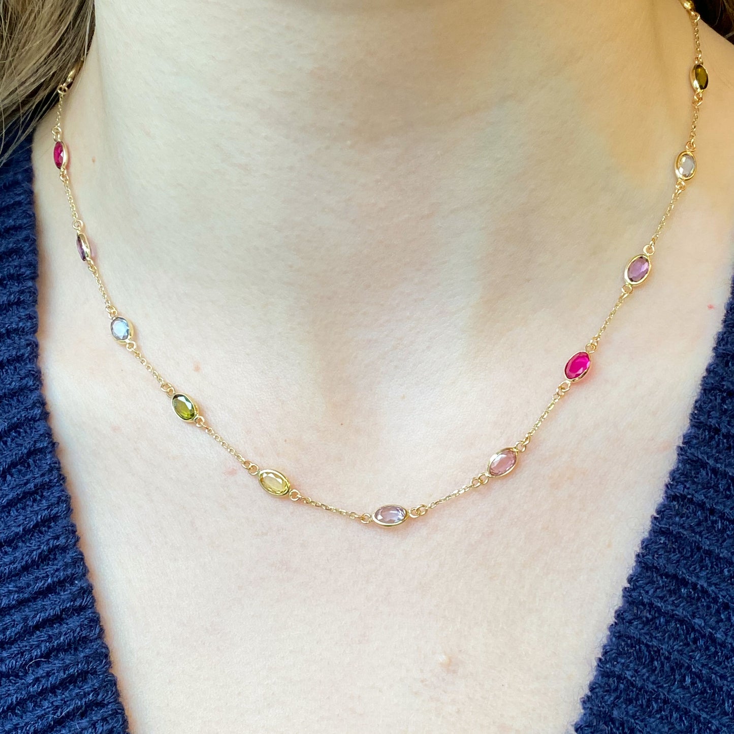 9ct Gold Rainbow Gem Necklace - John Ross Jewellers