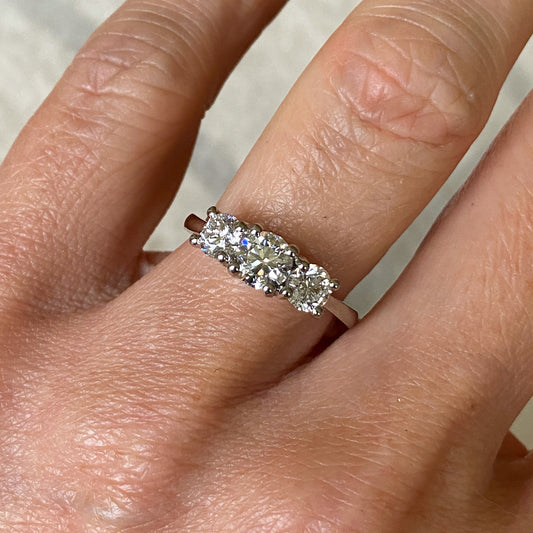 Platinum 1.50ct Diamond Trilogy Engagement Ring | FVS2 Certificated - John Ross Jewellers