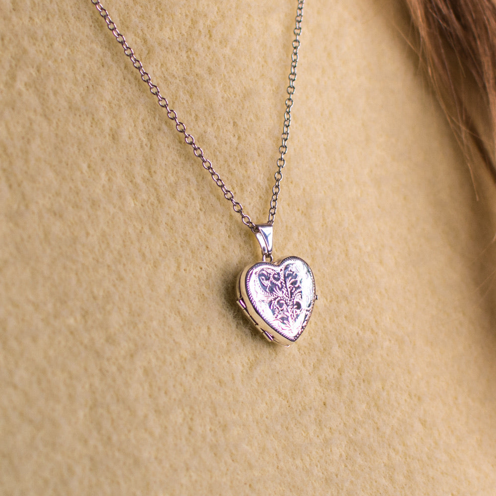 Silver Heart Family Locket and Chain - John Ross Jewellers