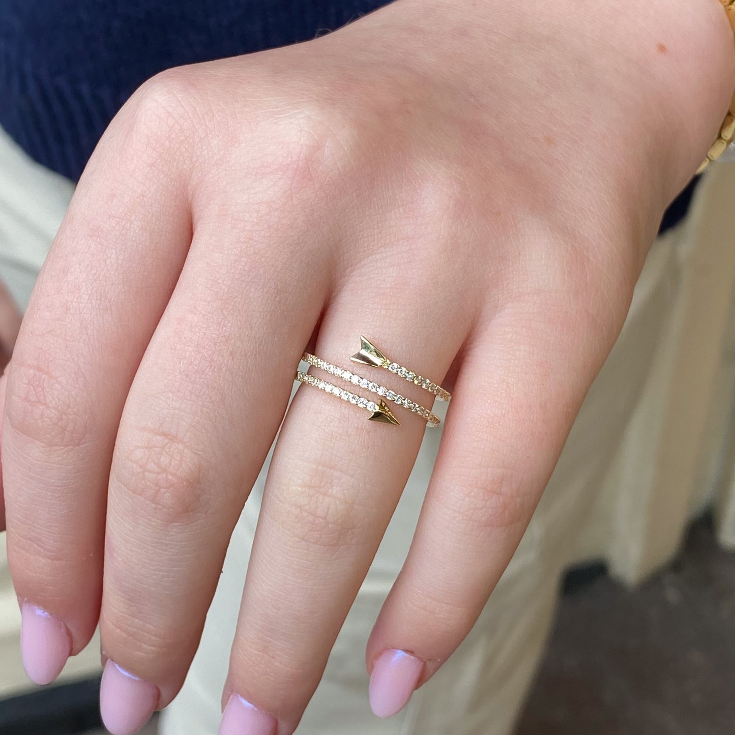 9ct Gold CZ Wraparound Arrow Ring - John Ross Jewellers