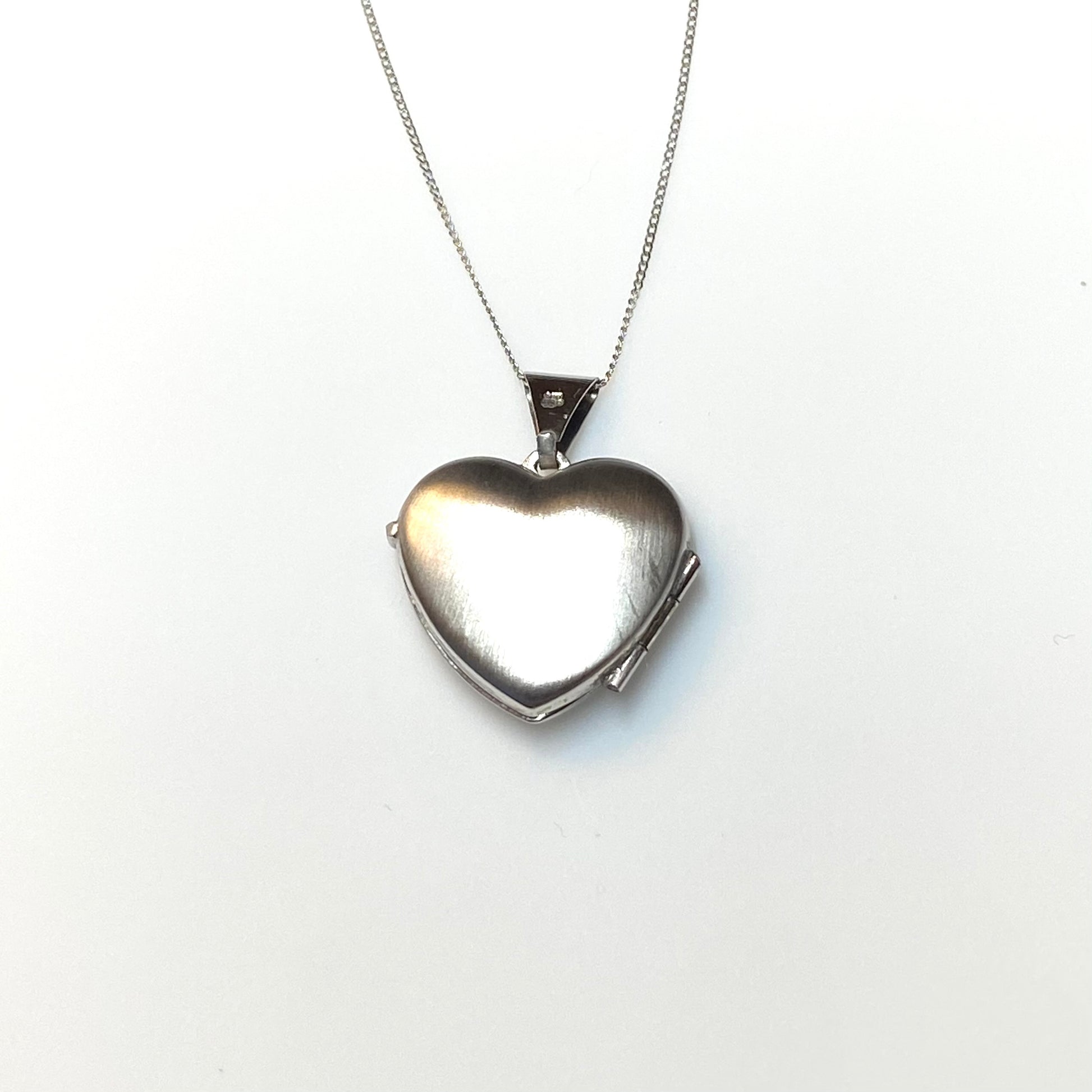 9ct White Gold Heart Locket & Chain - John Ross Jewellers