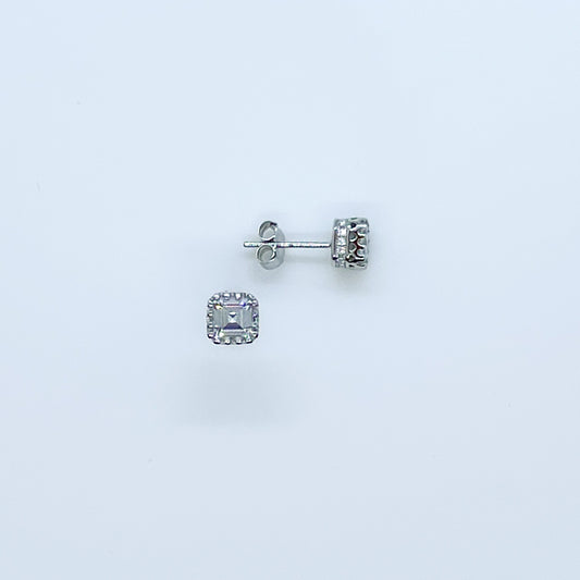 Silver Ascher CZ Studs With CZ Gallery Earrings - John Ross Jewellers