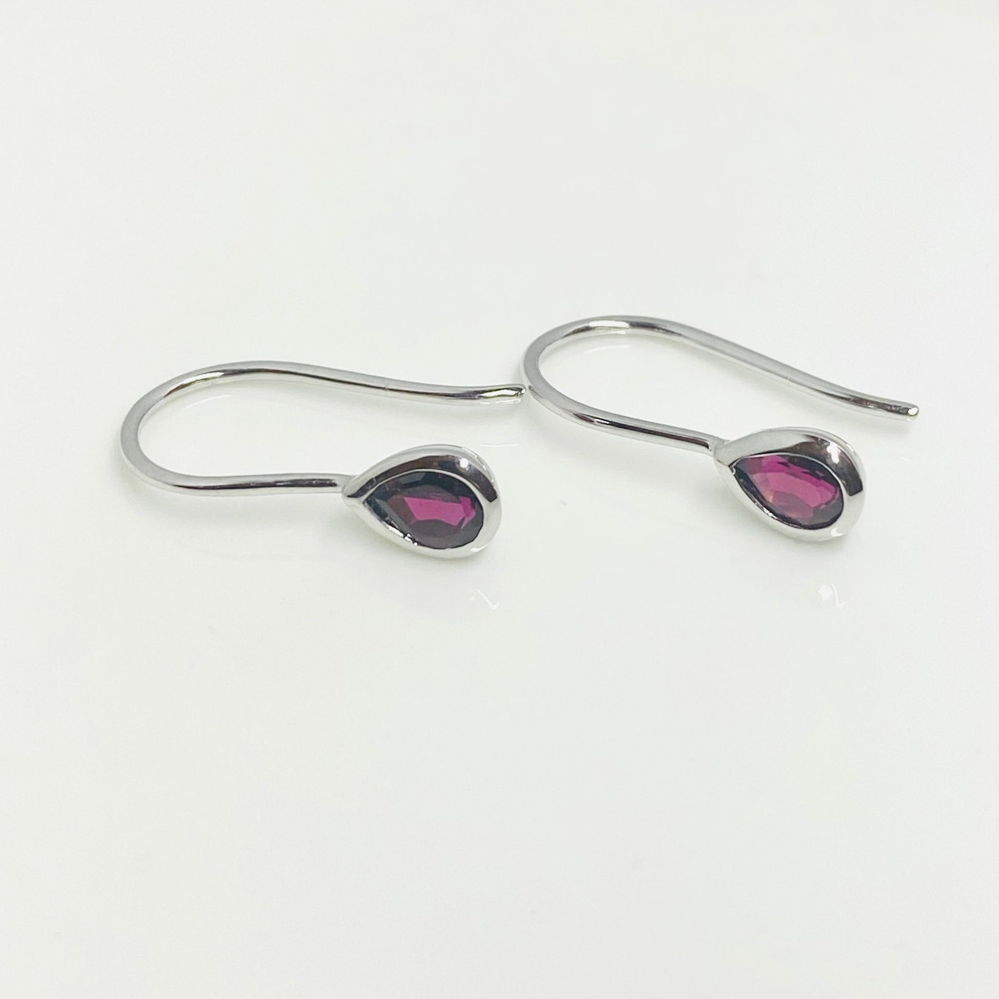 Silver Garnet Pear Drop Earrings - John Ross Jewellers