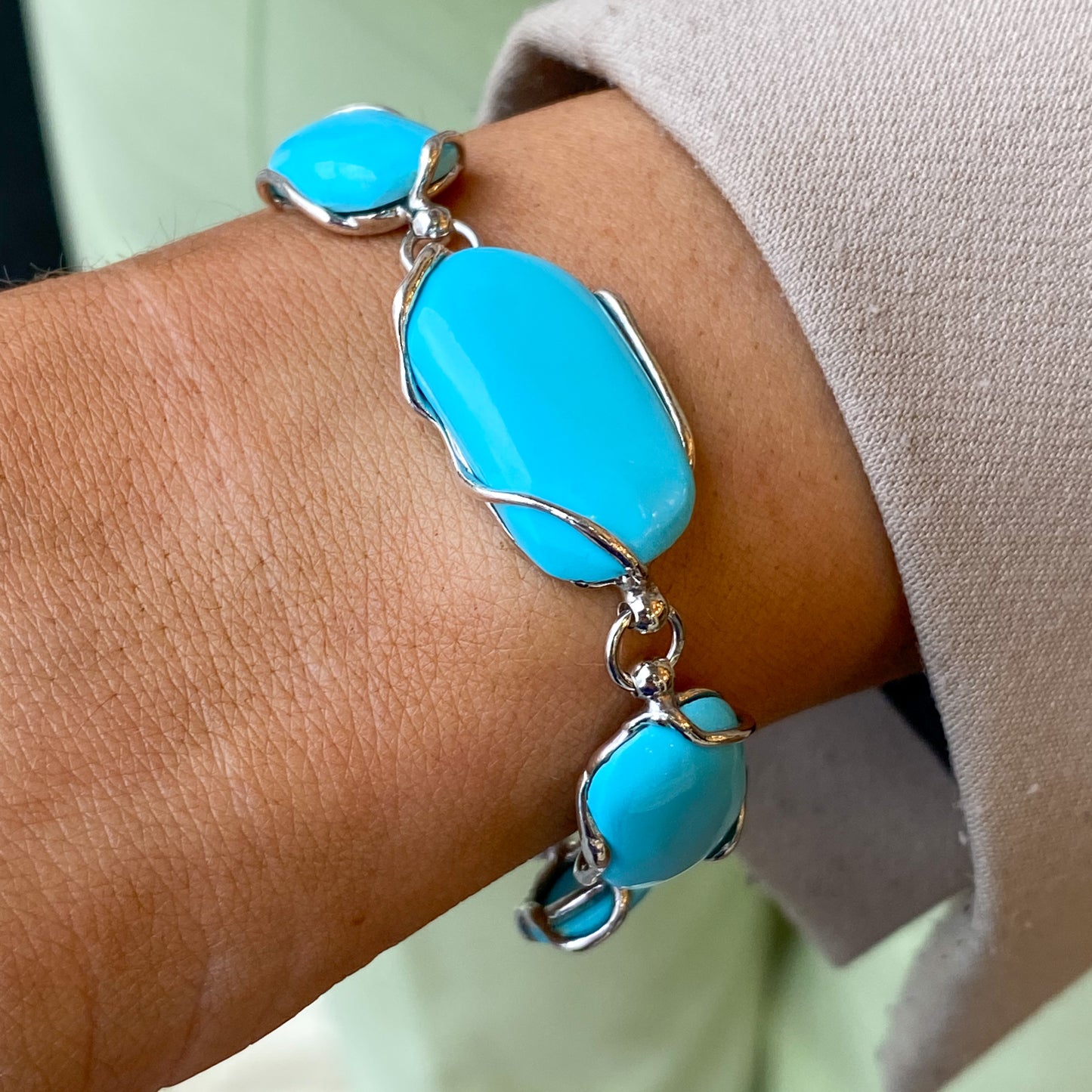 Silver Turquoise Nugget Bracelet - John Ross Jewellers