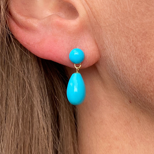 18ct Gold Turquoise Drop Earrings - John Ross Jewellers