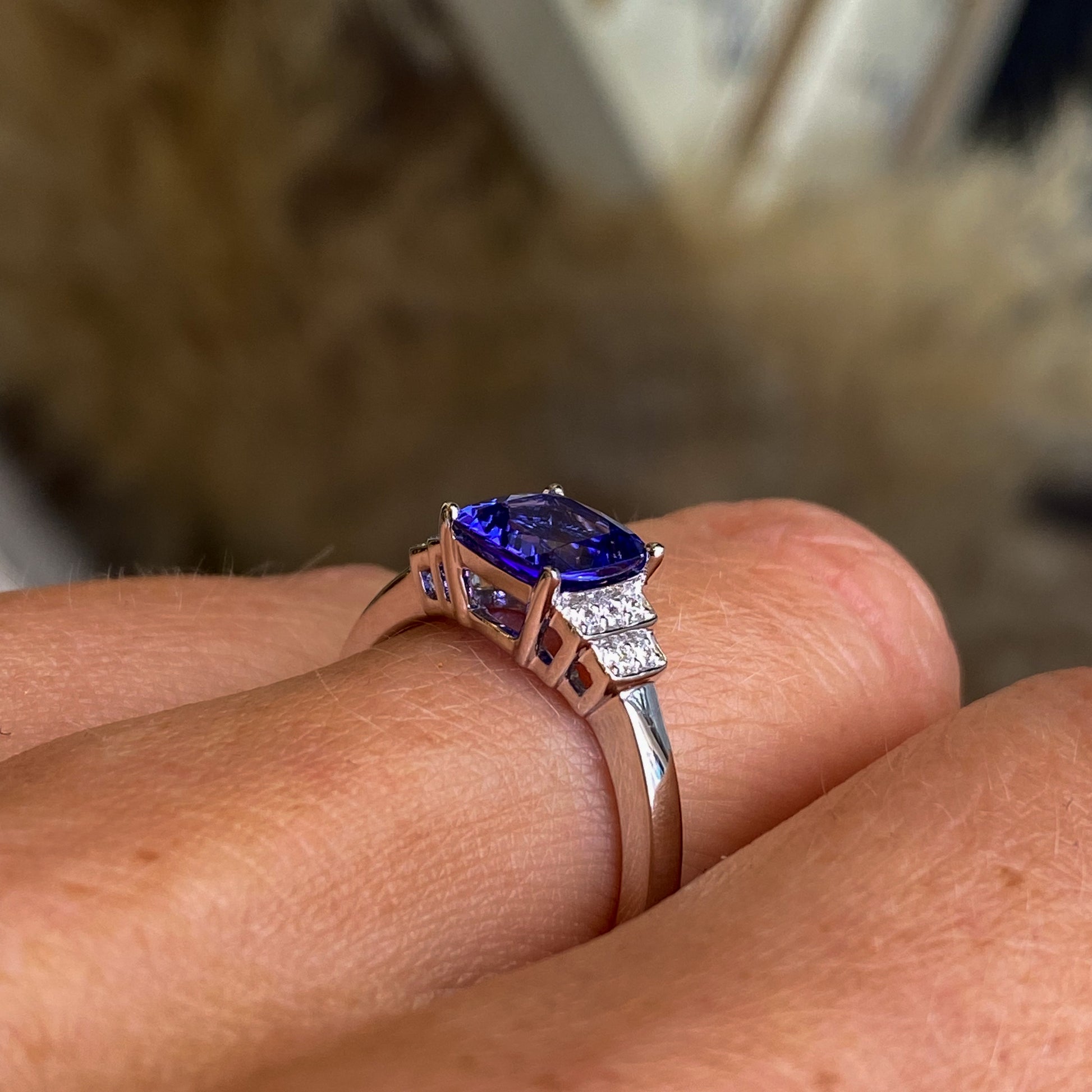 18ct White Gold Tanzanite & Diamond Ring - John Ross Jewellers