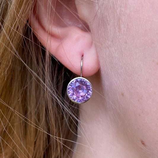 Silver Crystal Drop Earrings | Light Amethyst - John Ross Jewellers