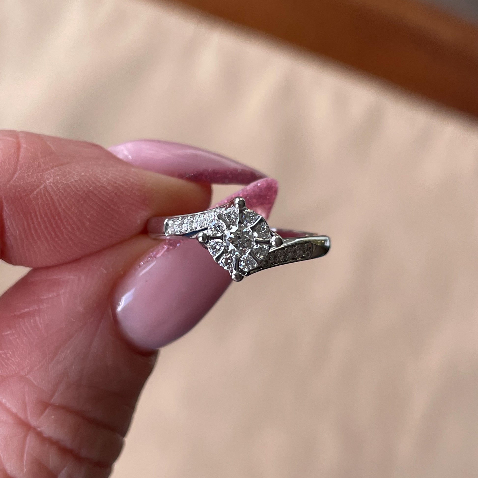 9ct White Gold Twist Diamond Engagement Ring 0.25ct - John Ross Jewellers